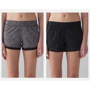 Womens Lululemon Two With One Short‎ Black Gray (Reversible 3") size 4 Active